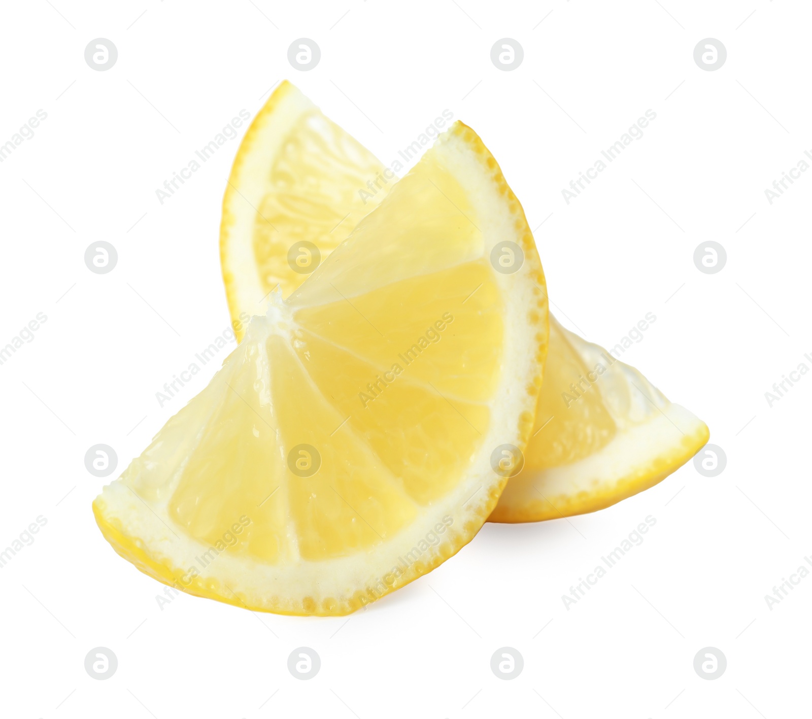 Photo of Pieces of fresh lemon isolated on white