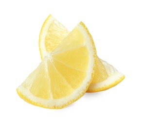 Photo of Pieces of fresh lemon isolated on white