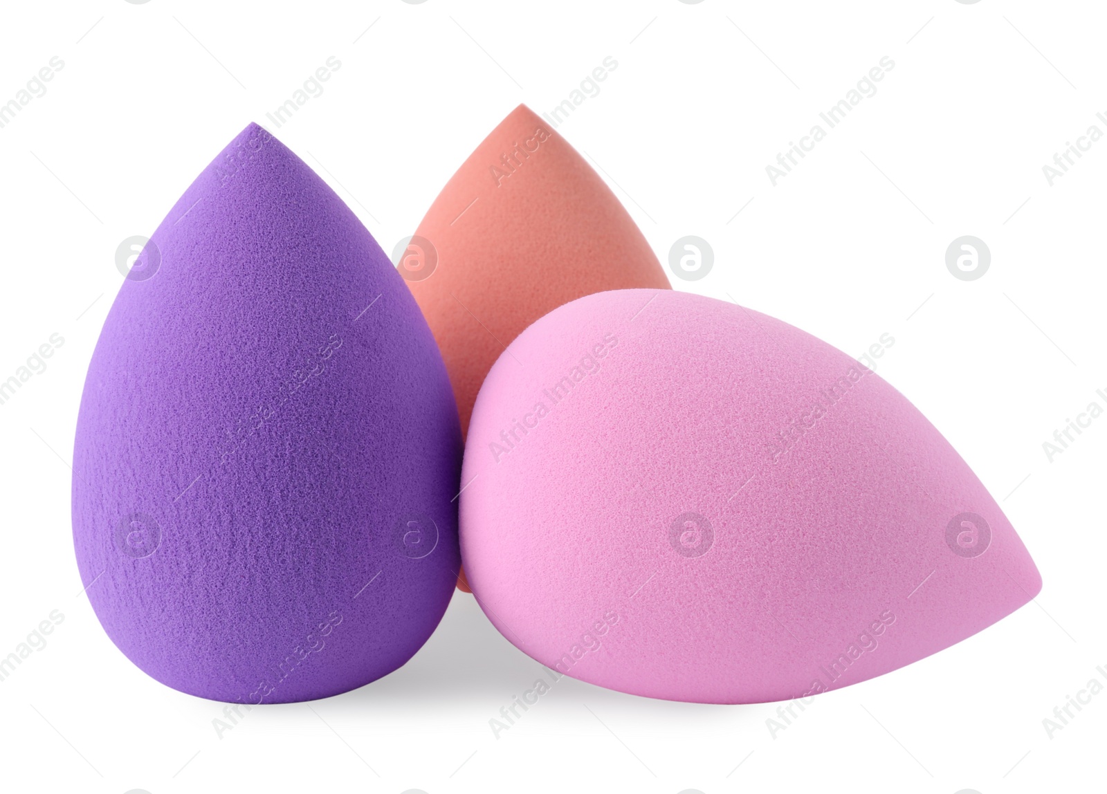 Photo of Many different make up sponges isolated on white