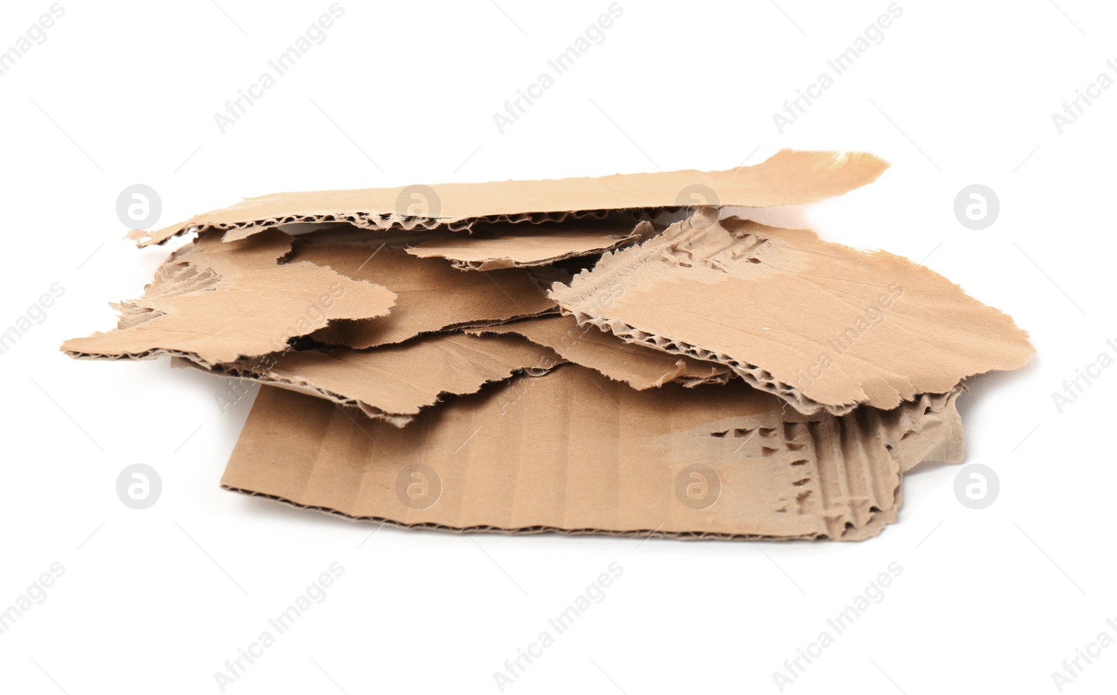 Photo of Pieces of torn cardboard on white background. Recyclable material