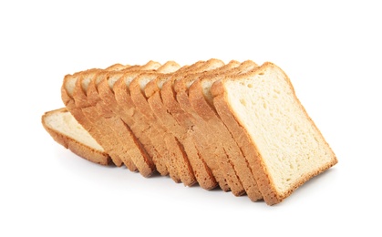 Photo of Fresh bread on white background. Baked goods