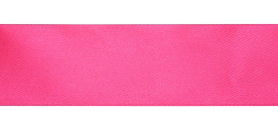 Beautiful pink ribbon isolated on white, top view