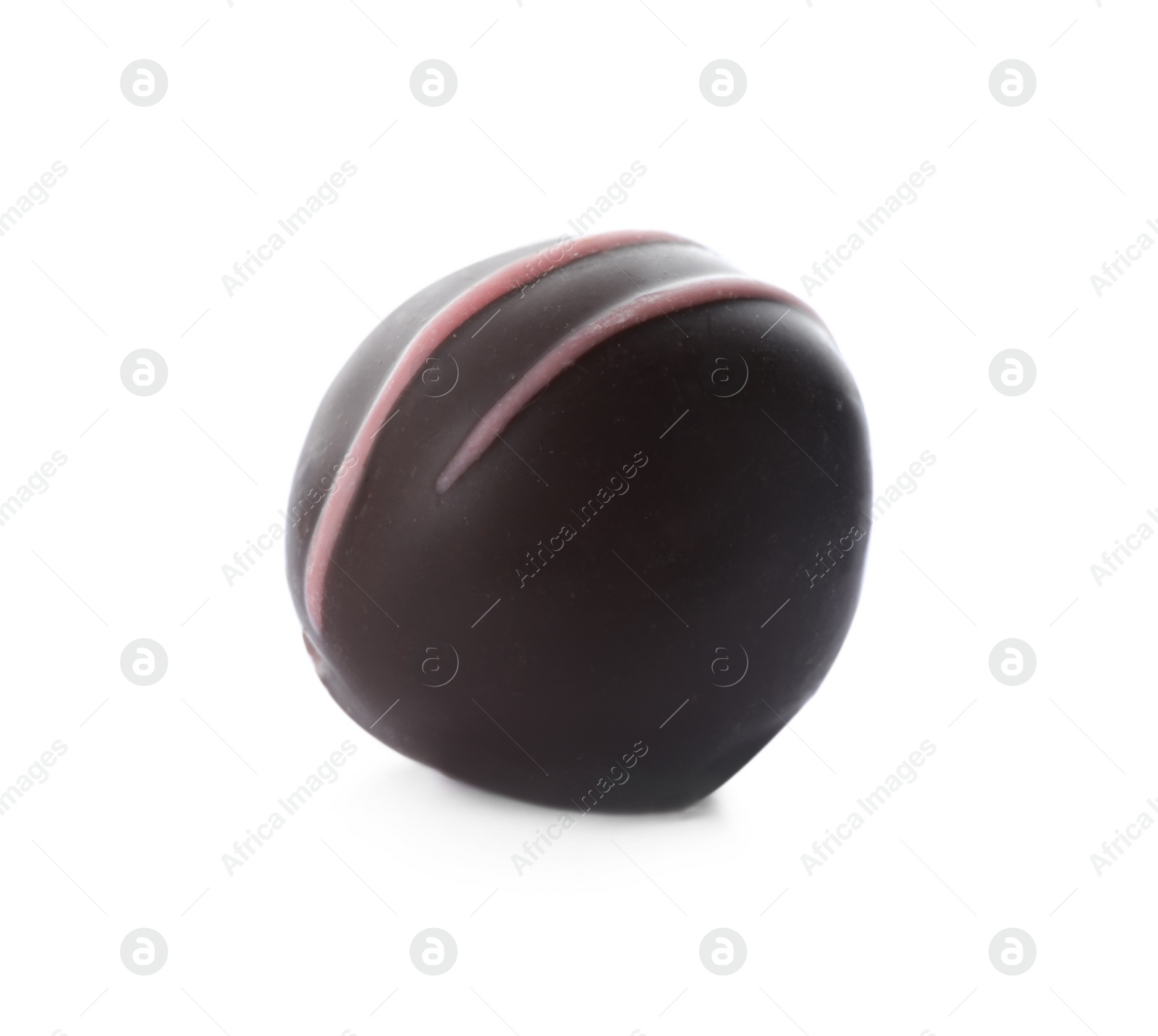 Photo of Delicious dark chocolate candy isolated on white