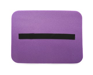 Photo of Violet foam seat mat for tourist isolated on white, top view