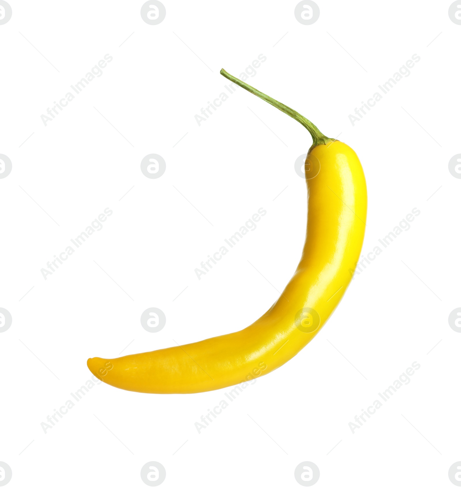 Photo of Ripe yellow hot chili pepper isolated on white