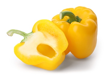 Photo of Raw ripe paprika peppers on white background