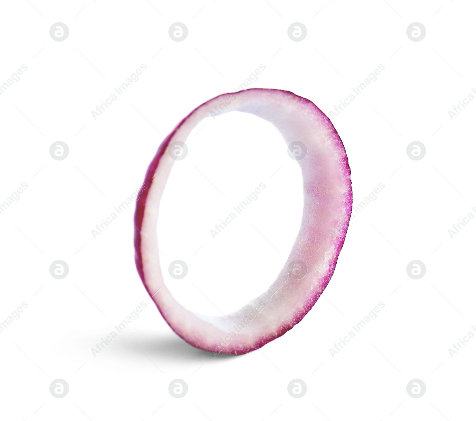 Photo of Sliced red onion ring on white background