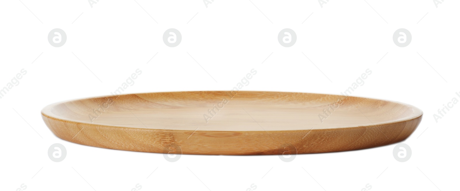 Photo of Plate made of bamboo on white background