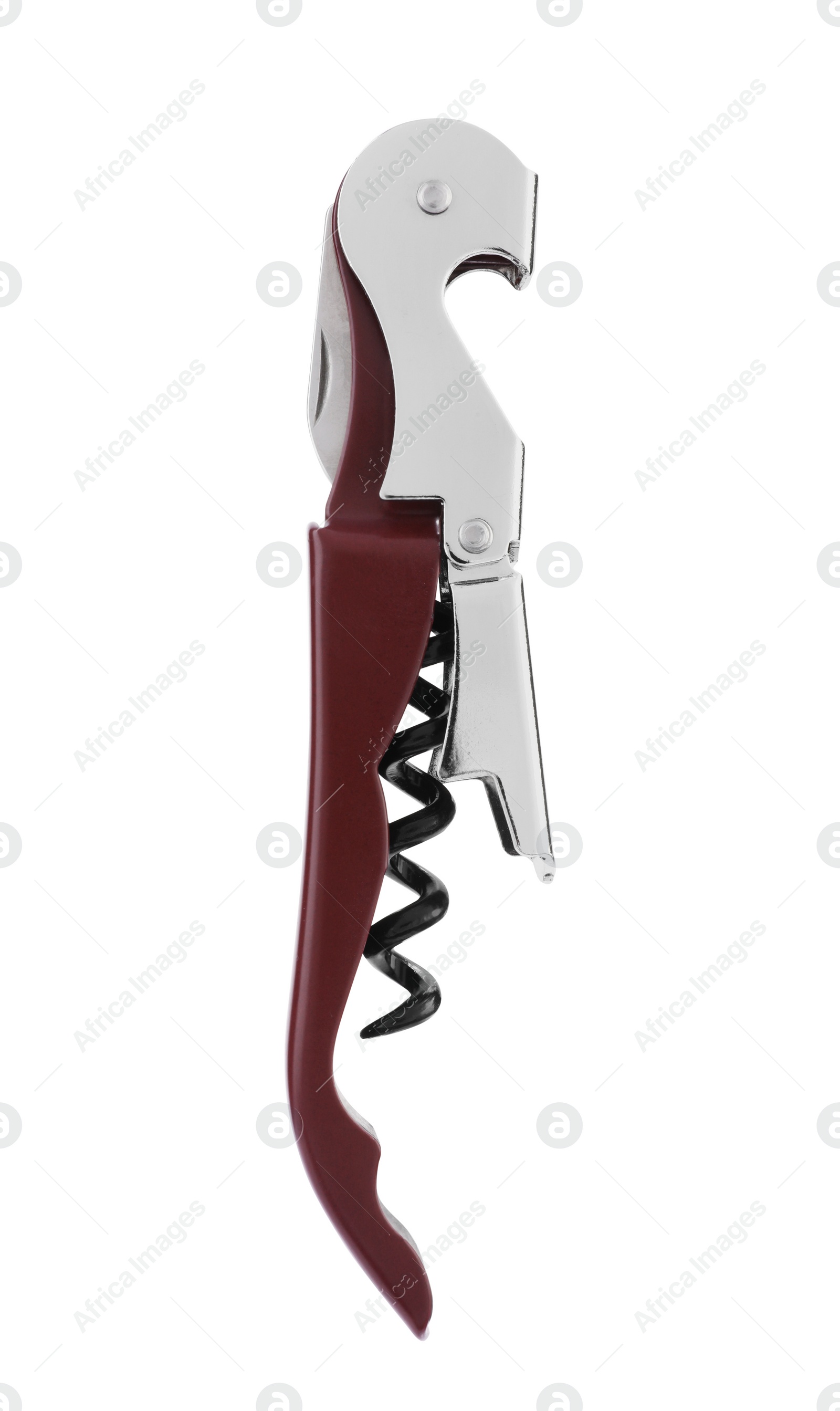 Photo of One corkscrew (sommelier knife) isolated on white