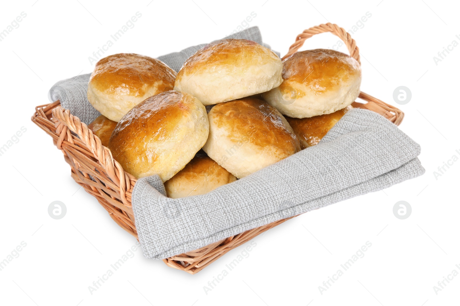 Photo of Tasty scones prepared on soda water isolated on white