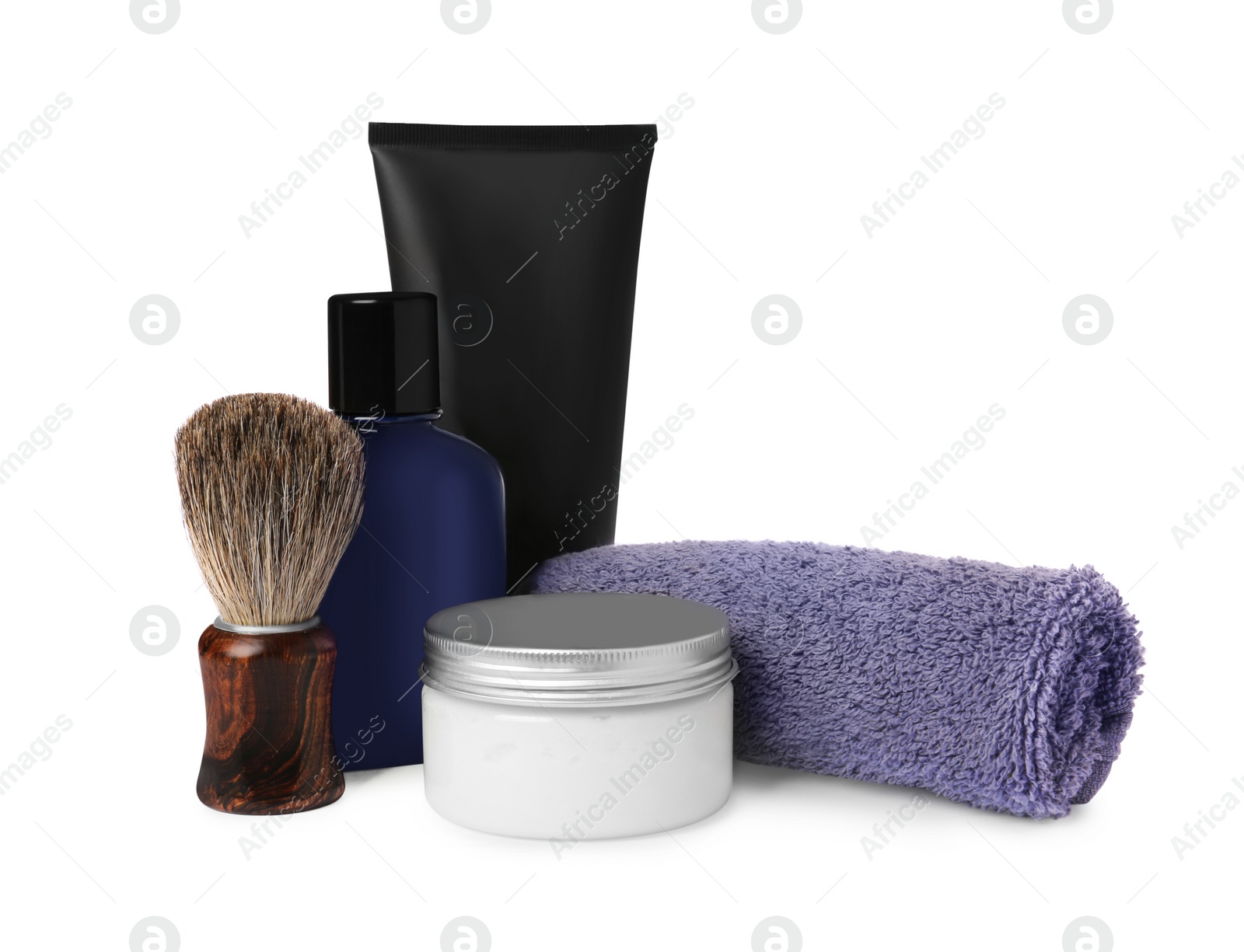 Photo of Set of men's shaving tools on white background