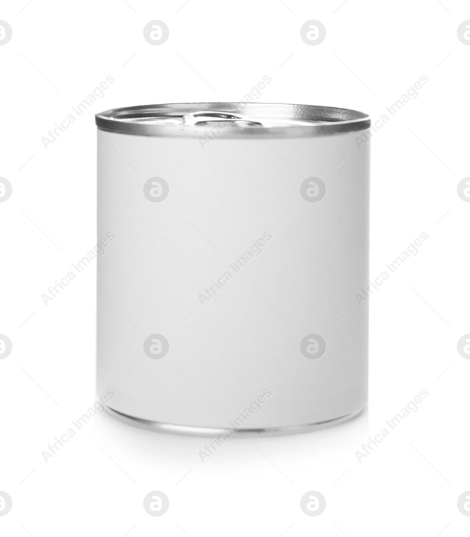 Photo of Mockup of tin can on white background