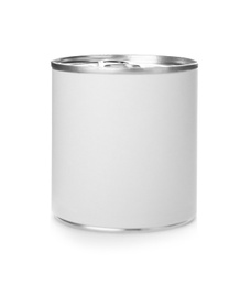 Mockup of tin can on white background