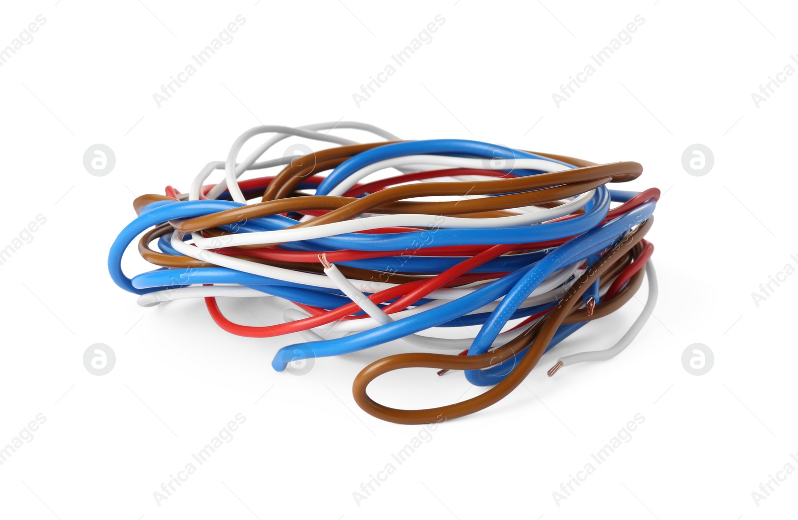 Photo of New colorful electrical wires isolated on white