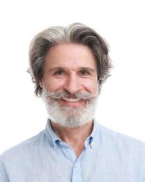 Passport photo. Portrait of mature man on white background