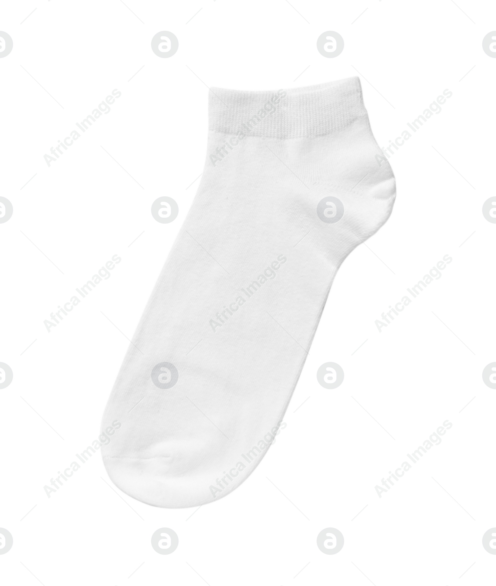 Photo of One sock isolated on white, top view