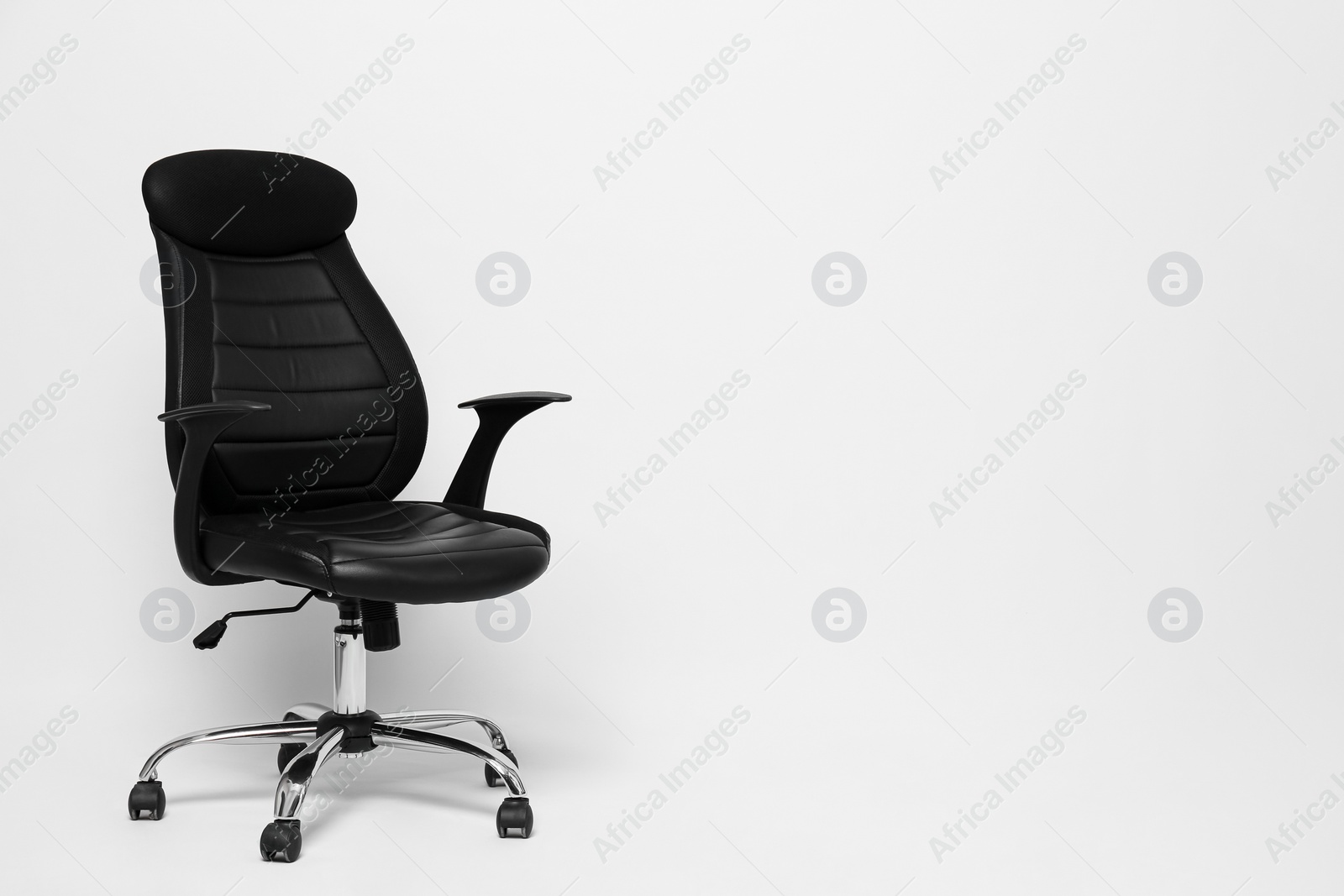 Photo of Comfortable office chair on white background, space for text