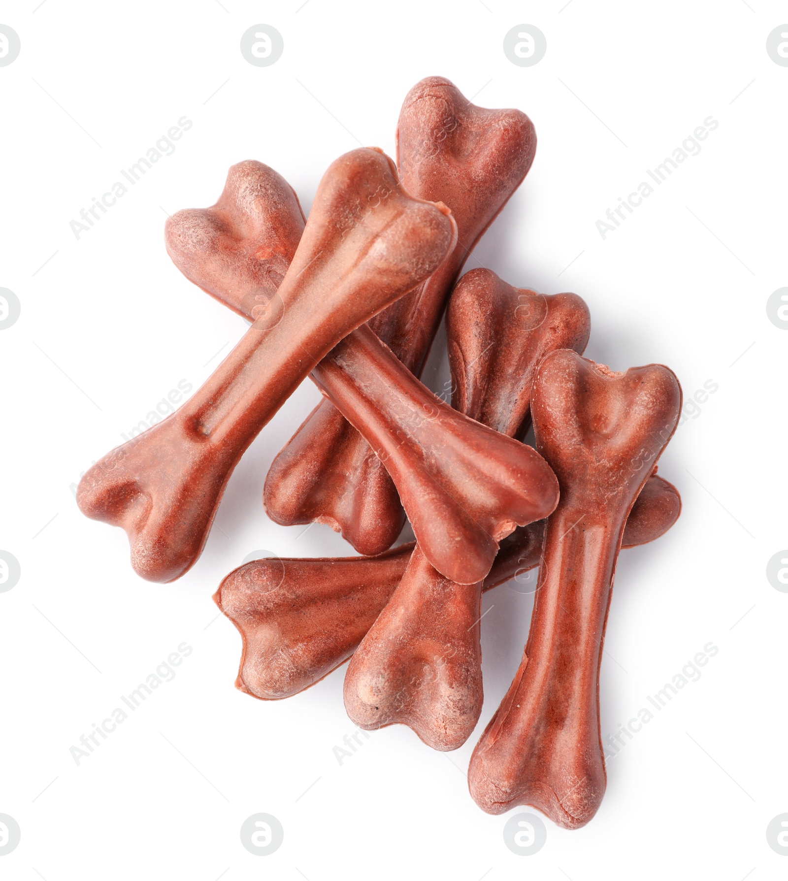 Photo of Chew bones for dog on white background. Pet care