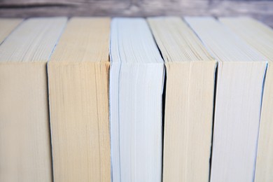 Photo of Collection of many different books, closeup view