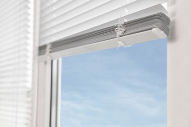 Closeup view of stylish horizontal window blinds