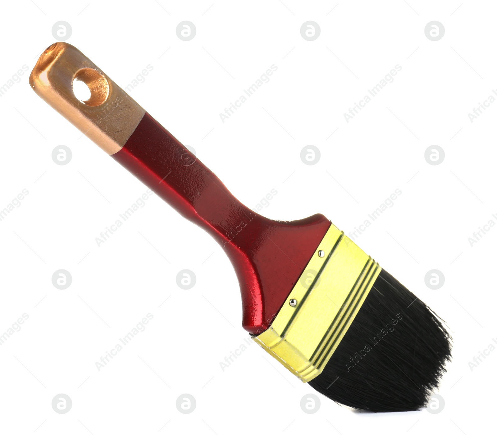 Photo of New paint brush on white background. Decorating tool