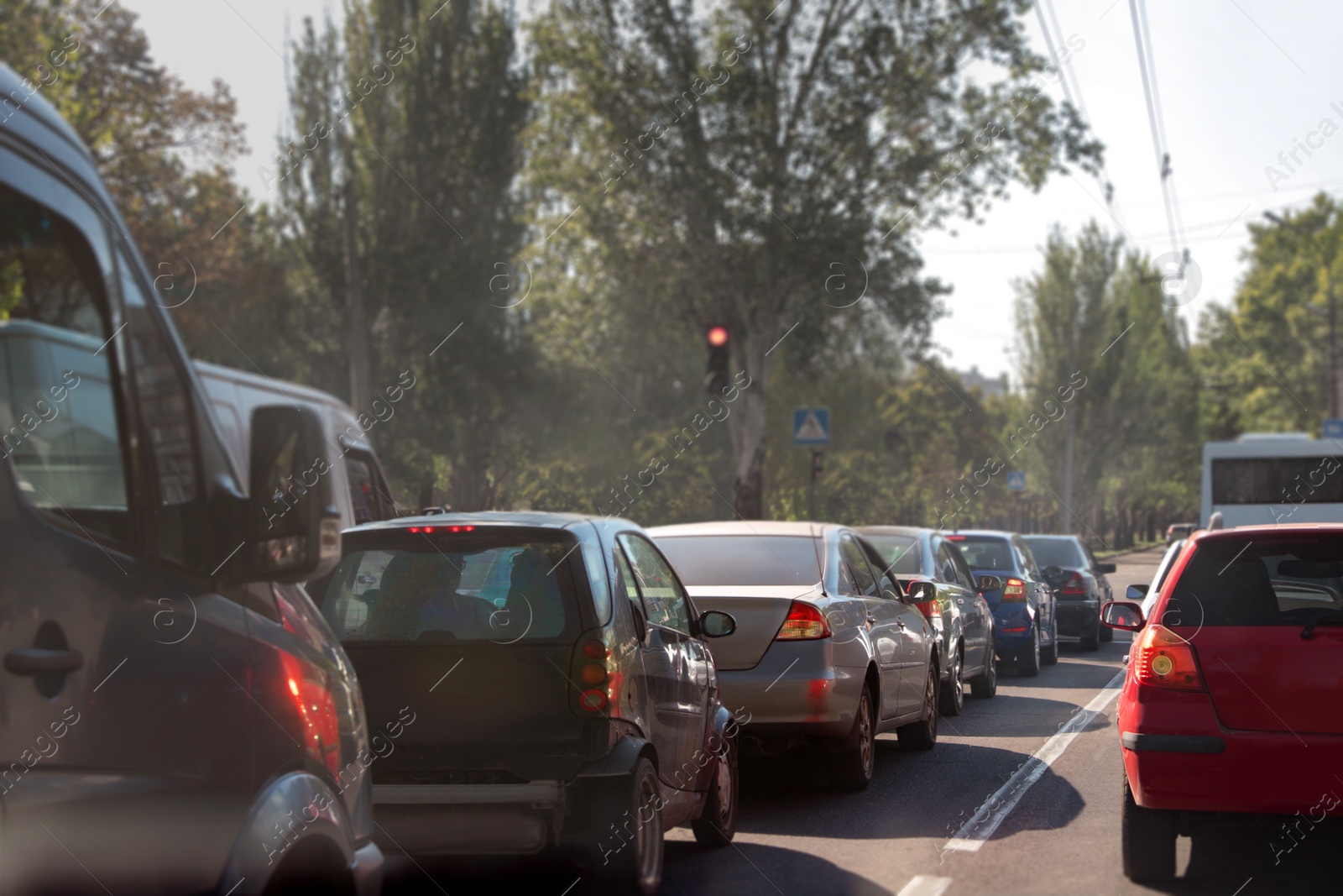 Photo of Cars in traffic jam on city street