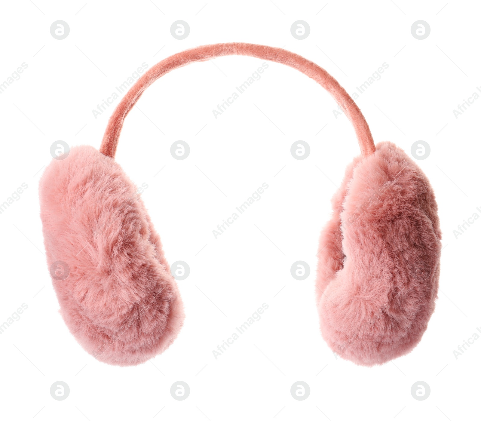 Photo of Stylish warm soft earmuffs isolated on white