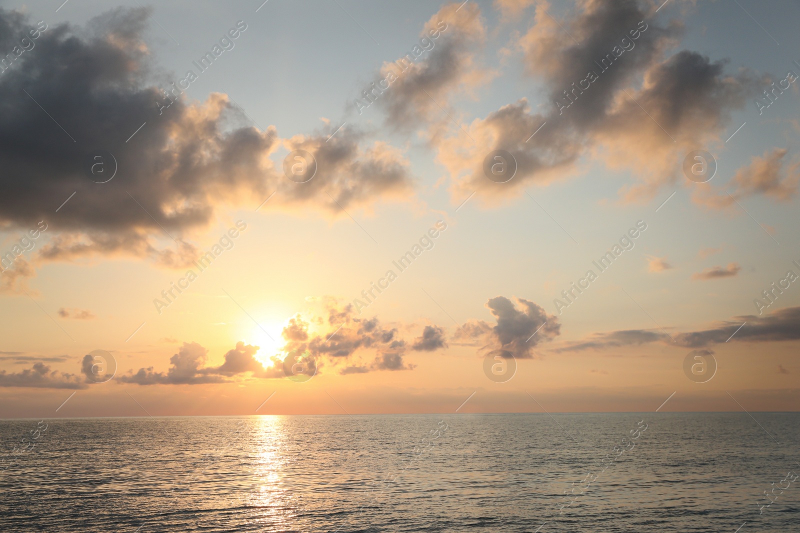 Photo of Picturesque view of beautiful sea and people parasailing at sunset