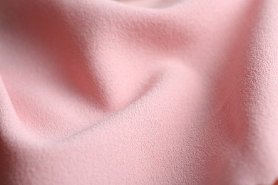 Photo of Texture of beautiful pink fabric as background, closeup