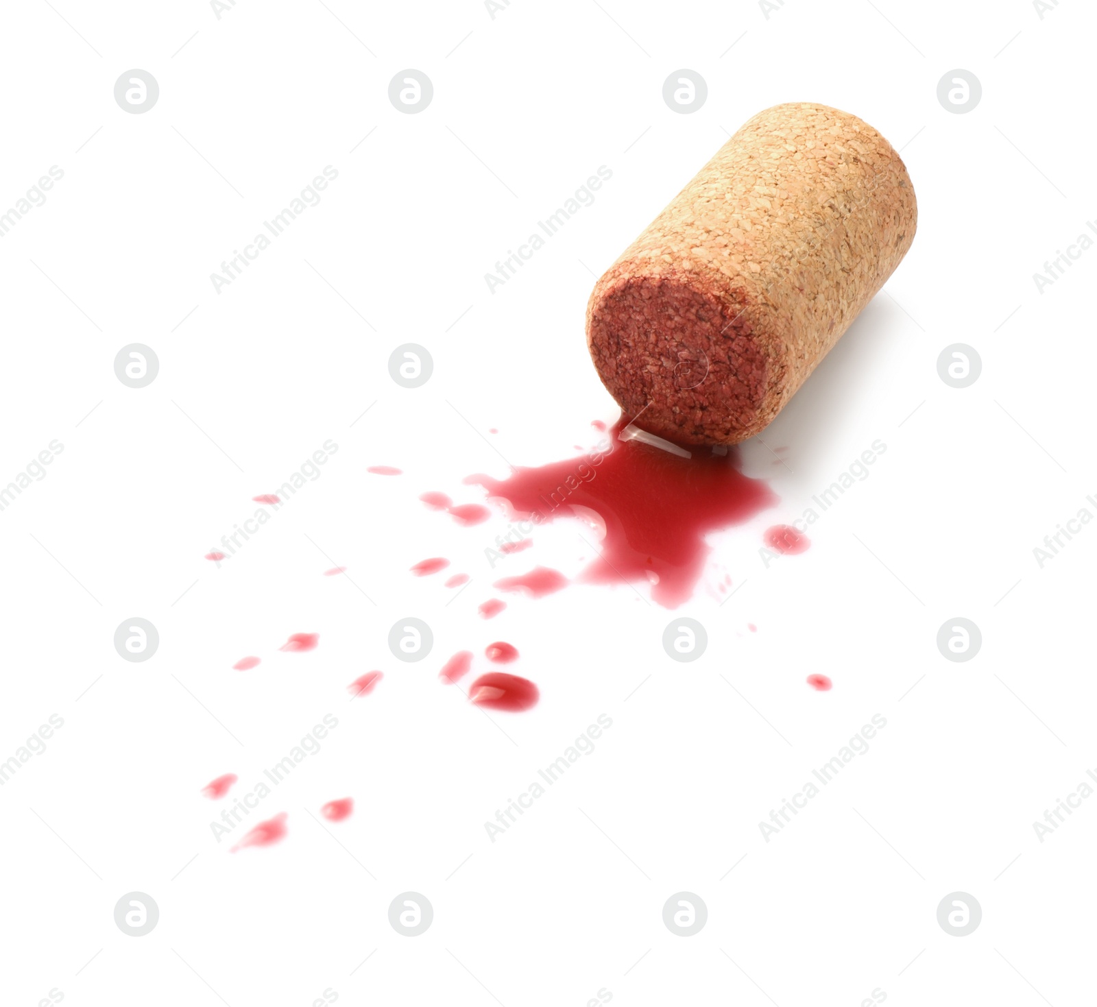 Photo of Bottle cork with wine stains isolated on white