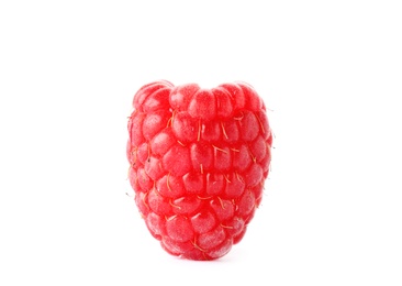 Photo of Delicious fresh ripe raspberry on white background