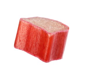Photo of One piece of fresh ripe rhubarb isolated on white
