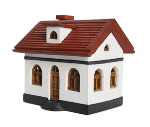Photo of House model isolated on white. Saving money concept