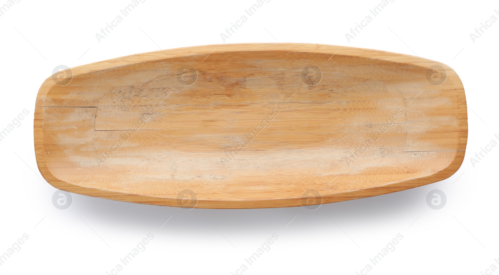 Photo of Dish made of bamboo on white background, top view