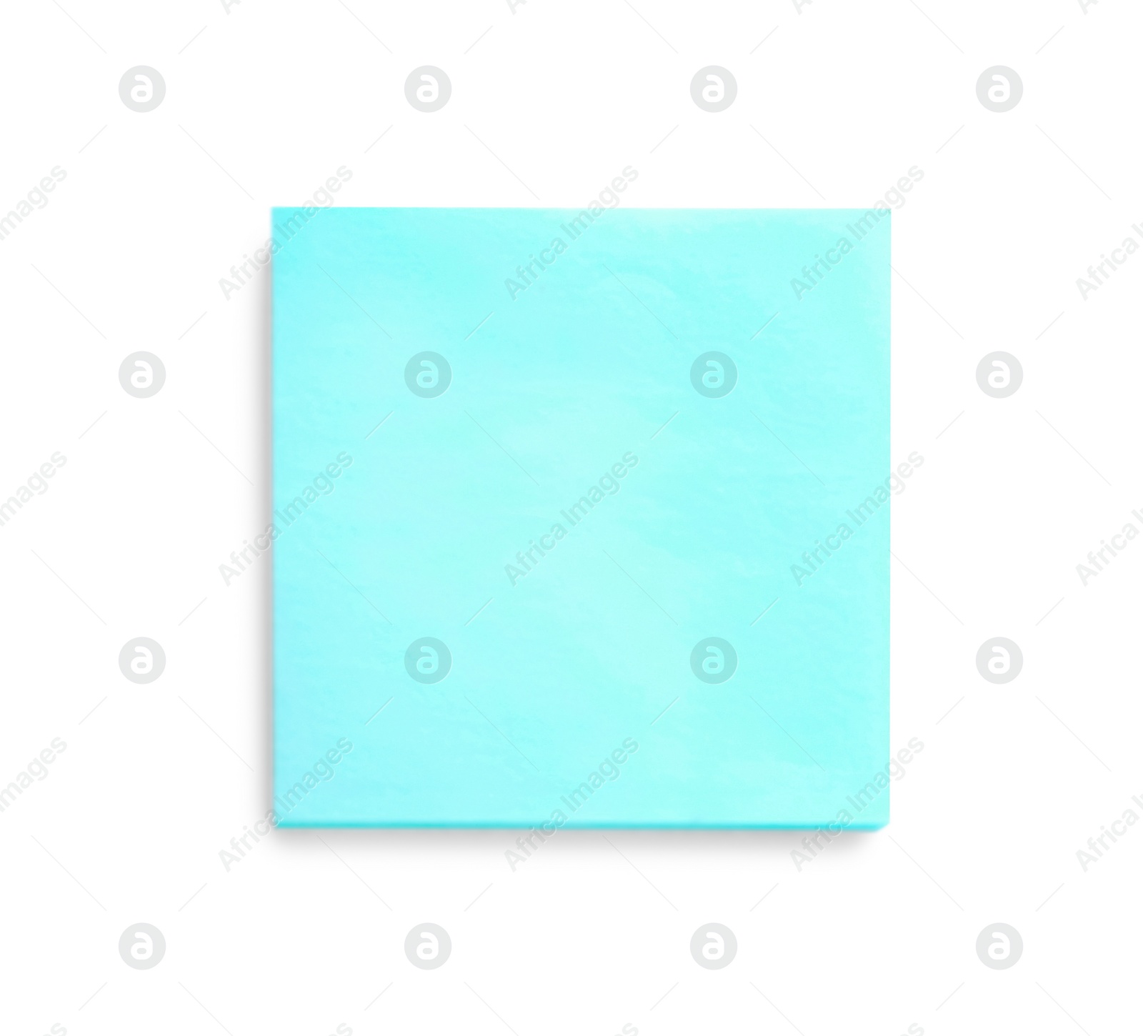 Photo of Blank light blue sticky note on white background, top view