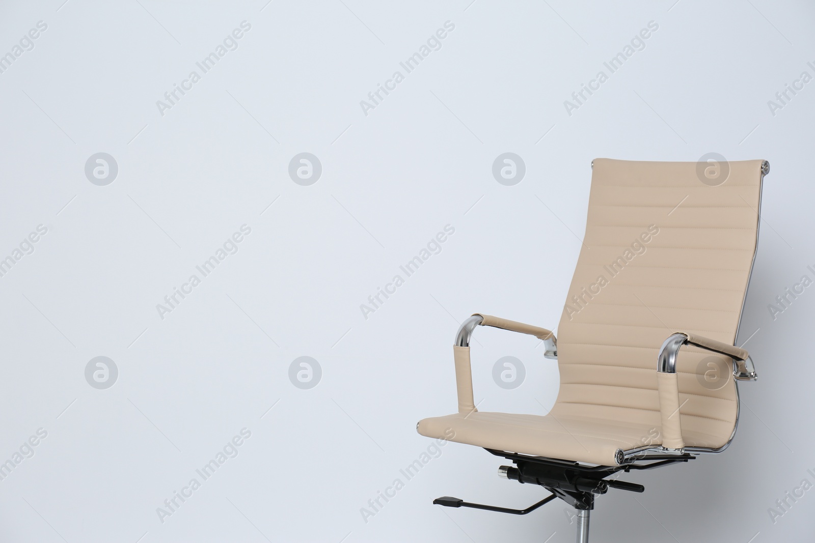 Photo of Comfortable office chair on white background, space for text