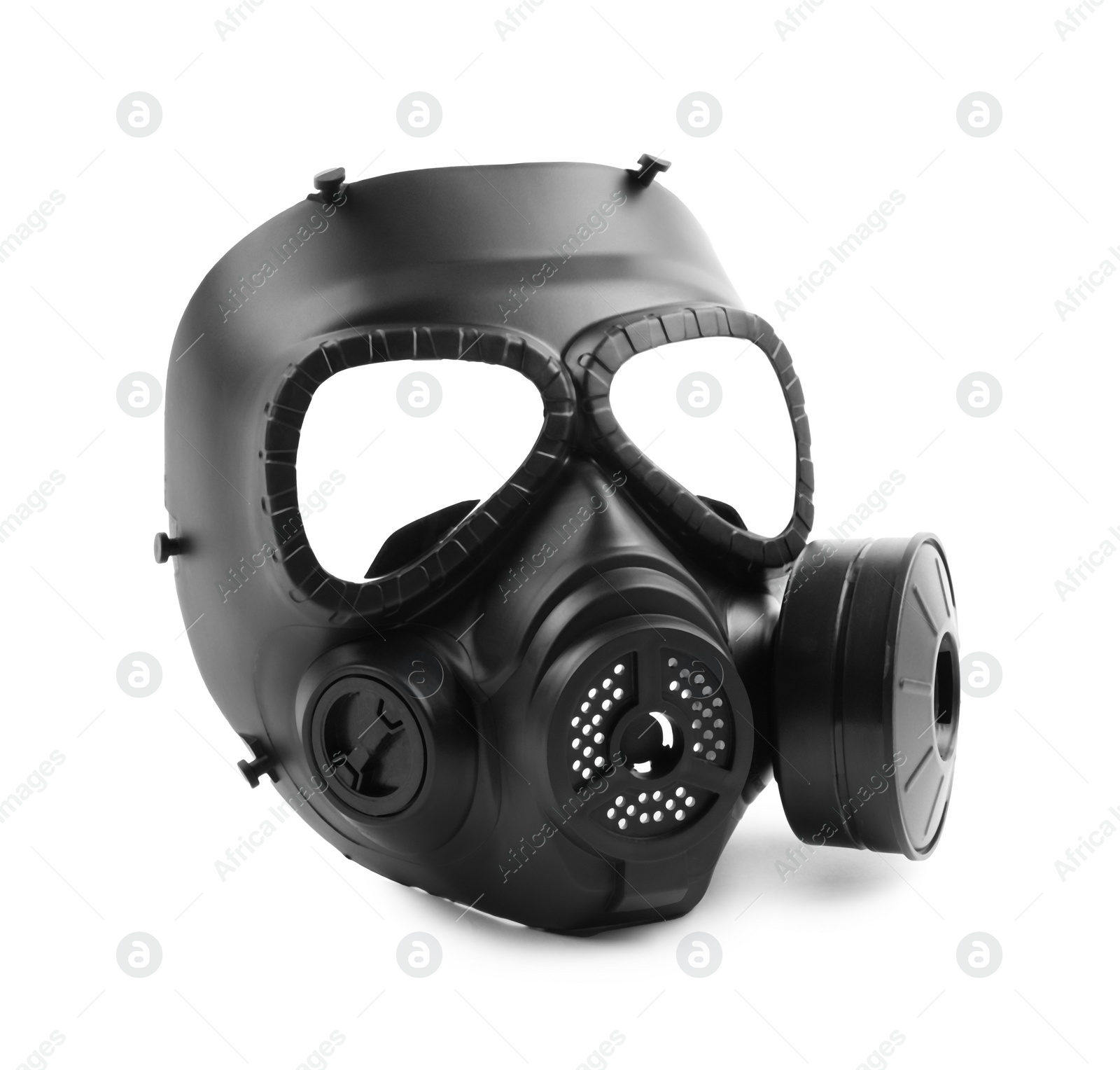 Photo of One gas mask isolated on white. Safety equipment