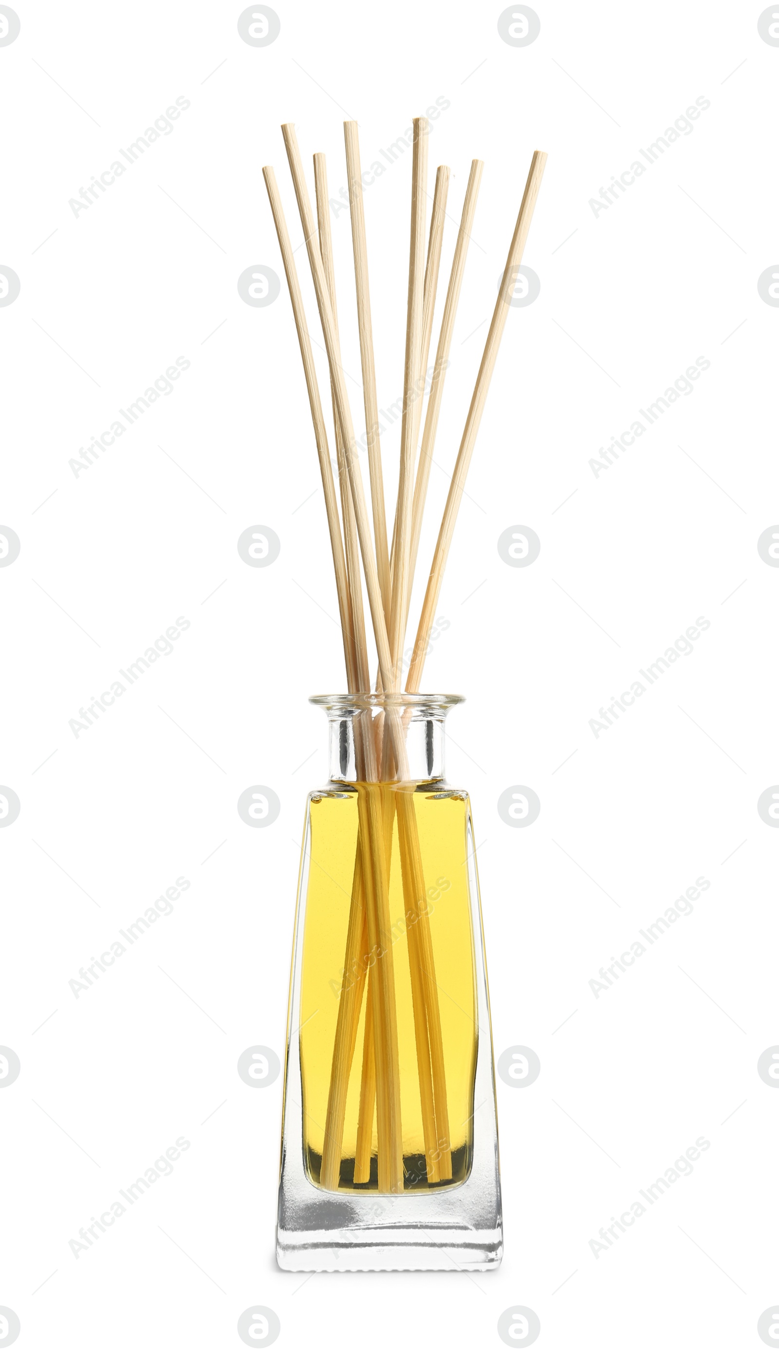 Photo of New reed air freshener on white background