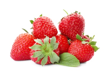 Photo of Delicious ripe strawberries on white background