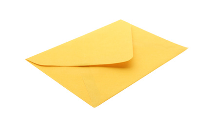 Yellow paper envelope isolated on white. Mail service