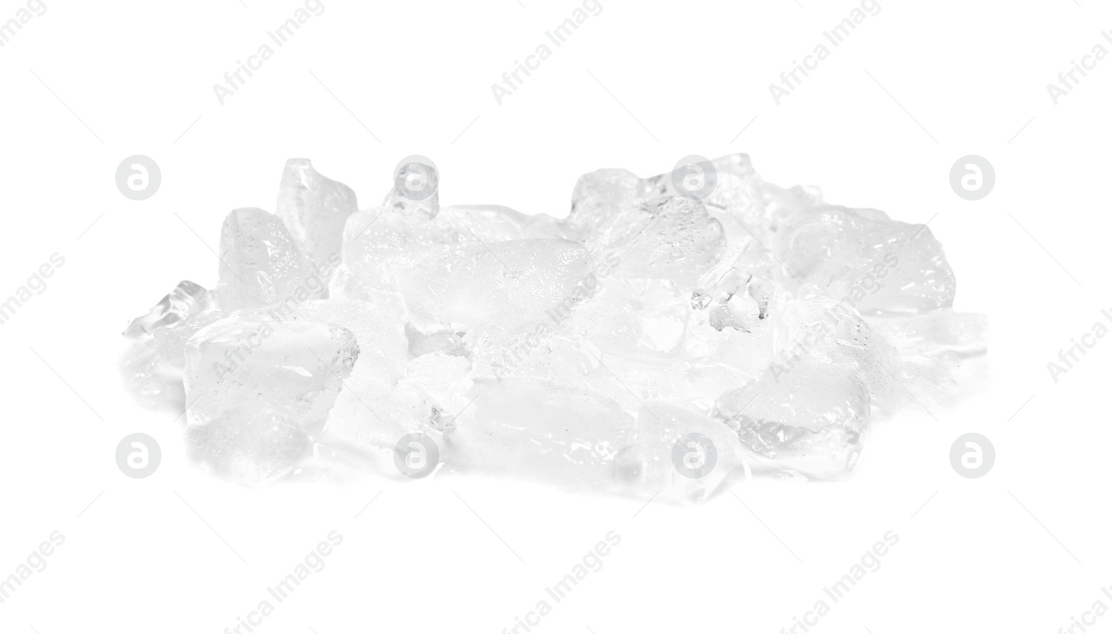 Photo of Ice cubes on white background. Frozen liquid