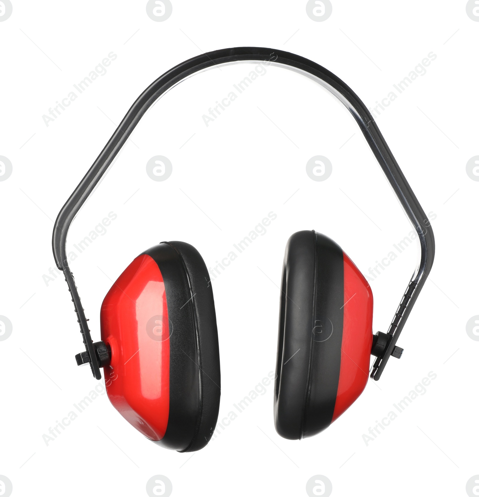 Photo of Protective headphones isolated on white. Safety equipment