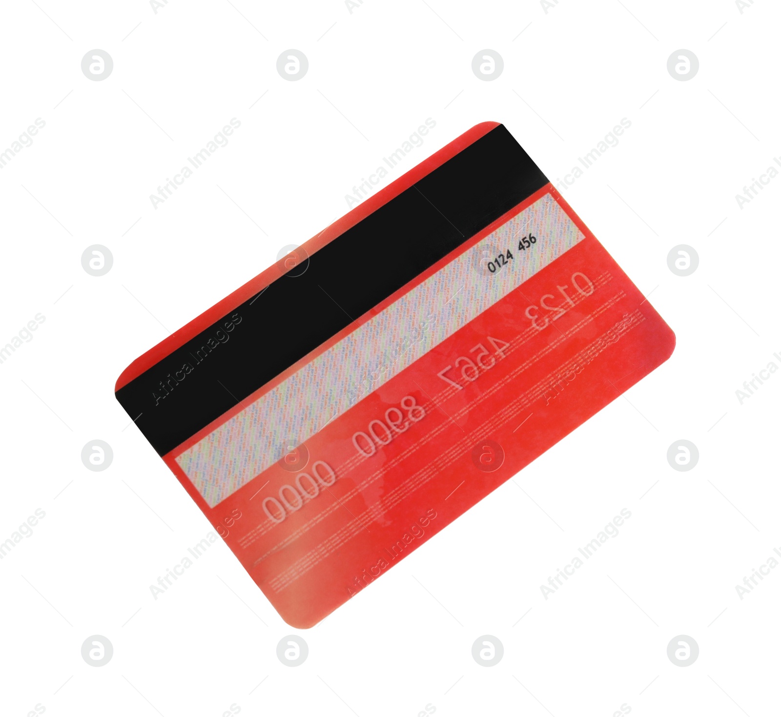 Photo of Red plastic credit card isolated on white