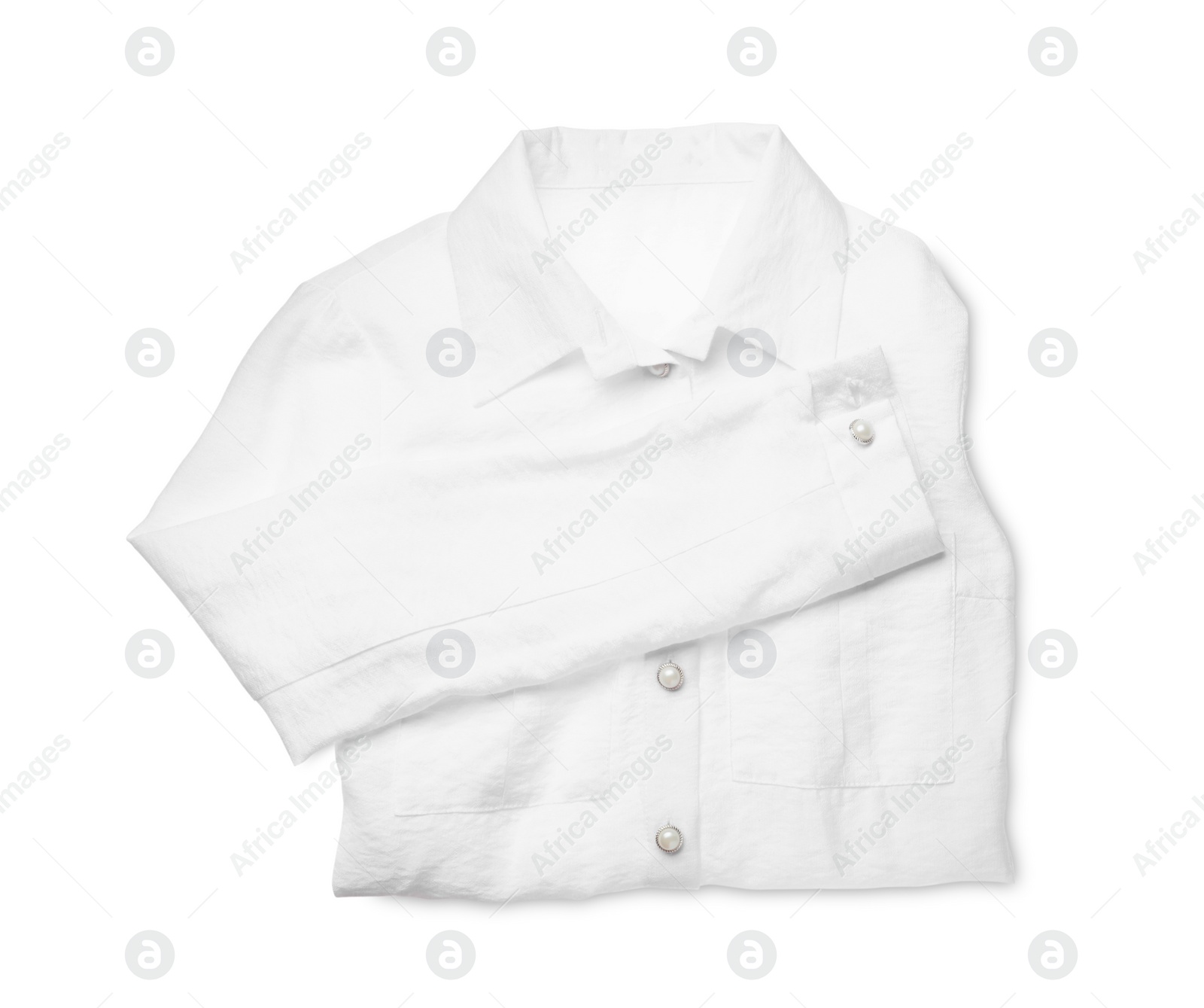 Photo of Stylish shirt on white background, top view