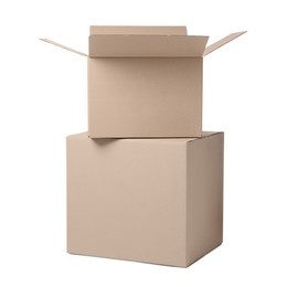 Photo of Two different cardboard boxes on white background