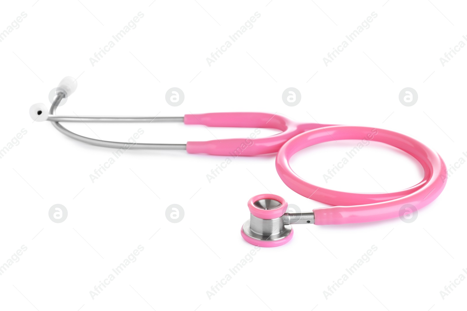 Photo of Stethoscope on white background. Professional medical device