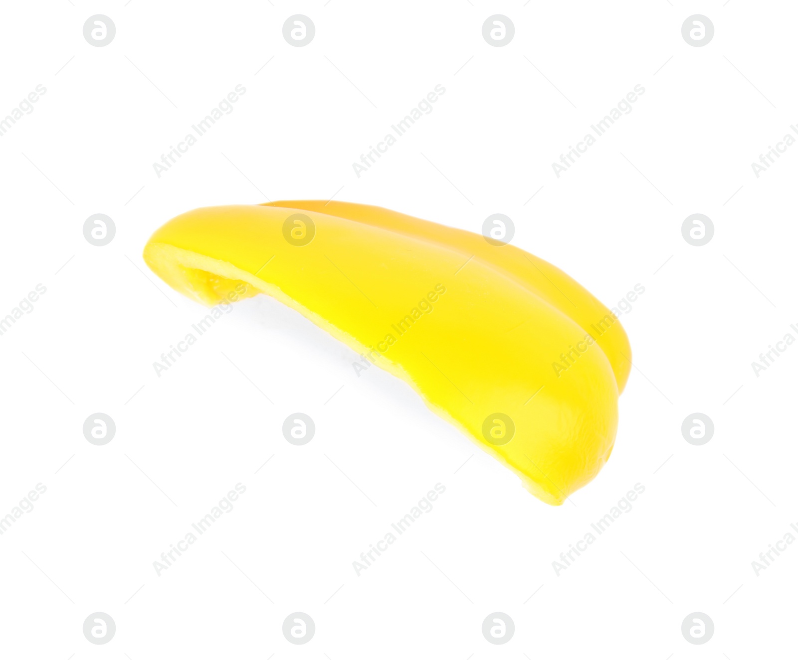 Photo of Slice of yellow bell pepper isolated on white