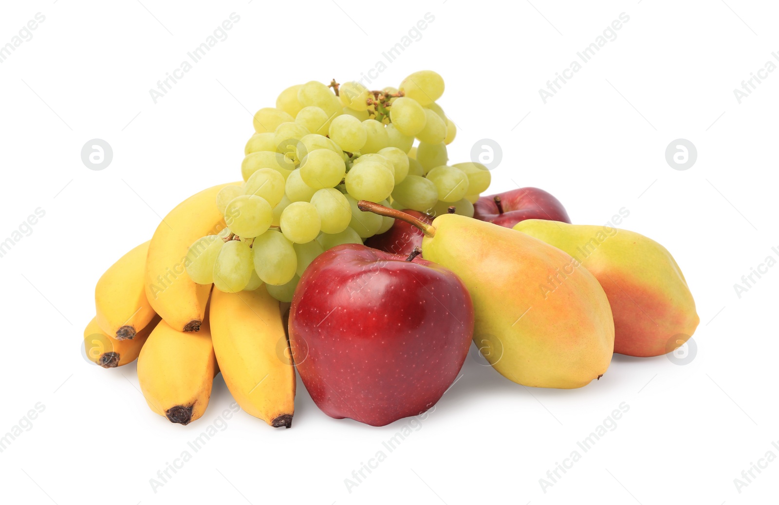 Photo of Many delicious ripe fruits isolated on white