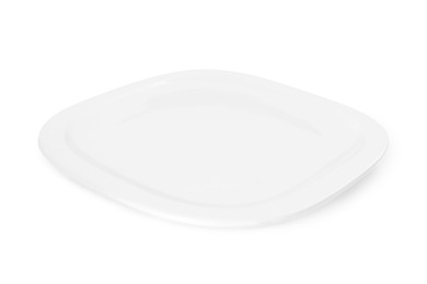 Photo of One beautiful ceramic plate isolated on white