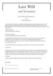 Illustration of Last Will and Testament on white paper, illustration